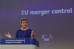 Margethe Vestager taler til EU's kokurrencekommission, februar 2019. Photo by Aris Oikonomou / AFP. Foto: Aris Oikonomou/Ritzau Scanpix