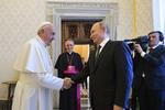 Ruslands præsident, Vladimir Putin, på besøg i Vatikanet. Foto: Handout/Ritzau Scanpix
