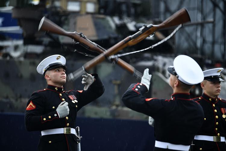 USA's militære orkester optræder til landets uafhængighedsdag.  Foto: Brendan Smialowski/Ritzau Scanpix