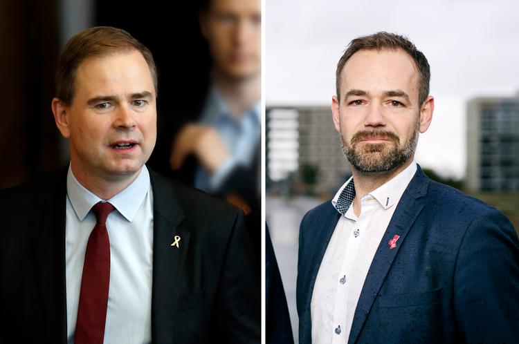 Socialdemokraternes Nicolai Wammen og Jacob Bundsgaard (th.).  Foto: Jens Dresling og Benjamin Nørskov. 