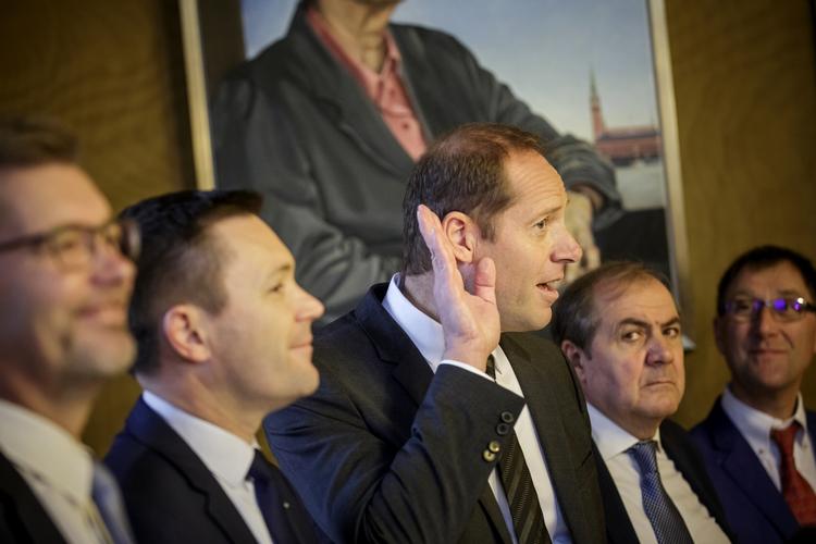 Tour de France-direktør Christian Prudhomme fotograferet ved et pressemøde på Københavns Rådhus i november sidste år - tre måneder inden det blev officielt, at de tre første etaper af Tour de France i 2021 skal begynde i Danmark.  Foto: Mads Nissen/POLFOTO