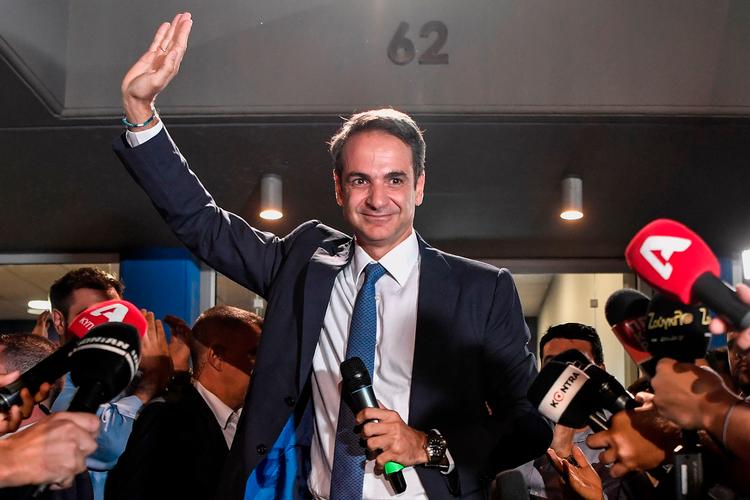 Kyriakos Mitsotakis på valgaftenen. Han er valgt som Grækenlands nye premierminister  Foto: Louisa Gouliamaki/Ritzau Scanpix