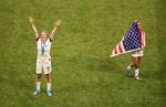 VM-topscoreren Megan Rapinoe glædede sig over, at der efter søndagens finale blev buhet af FIFA-præsident Gianni Infantino. Foto: Lucy Nicholson/Ritzau Scanpix