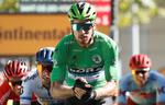 Peter Sagan poserer ved målpassagen som The Incredible Hulk, ganske som han gjorde det, da han vandt den første af sine 12 Tour de France-etaper i 2012.
 Foto: Christian Hartmann/Ritzau Scanpix