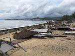 Stranden i Porto Carras i Halkidki efter uvejret.  Foto: Staff/Ritzau Scanpix