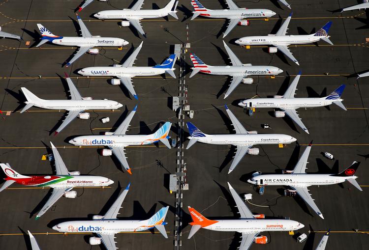 Boeing 737 Max-passagerfly med flyveforbud parkeret i Washington fotograferet tidligere på måneden.  Foto: Lindsey Wasson/Ritzau Scanpix