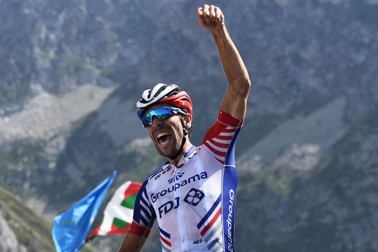 Franskmanden Thibaut Pinot nåede først til Tourmalet og er nu nummer 6 sammenlagt.
   Foto: Anne-christine Poujoulat/Ritzau Scanpix
