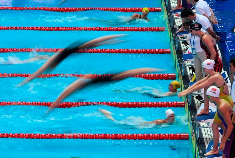 Jeanette Ottesen står klar på startskamlen til at sætte rekord med sin syvende VM-deltagelse. Den 31-årige mor var hurtigste dansker i 4x100 meter fri, hvilket kan give hende en større rolle i stævnets to resterende holdkapper i 4x100 meter medley for mixed hold og for kvinder. Foto: Ed Jones/Ritzau Scanpix