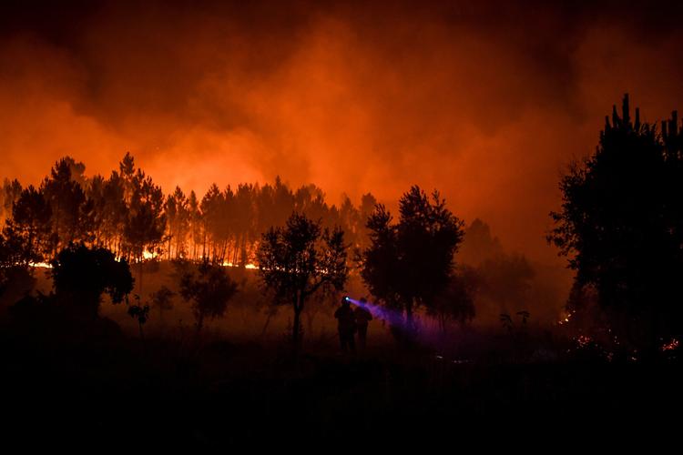 Brandmænd arbejder med at slukke ilden i Portugal.  Foto: Patricia De Melo Moreira/Ritzau Scanpix