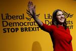 Jo Swinson siger ifølge tv-stationen BBC, at Storbritanniens fremtid ligger i EU, og at hun vil gøre 'hvad end der skal til for at stoppe brexit'. Foto: Peter Nicholls/Ritzau Scanpix