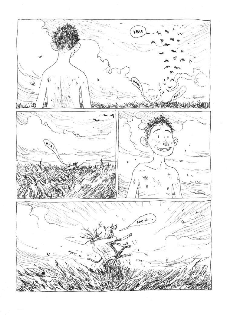 Brødrene Lino og Santo lever i en verden efter den store katastrofe. De nærmeste naboer er fjendtlige, maden er knap, og søen, hvor brødrene bor med deres far, er giftig og fuld af menneskelig.  Foto: Illustration fra bogen