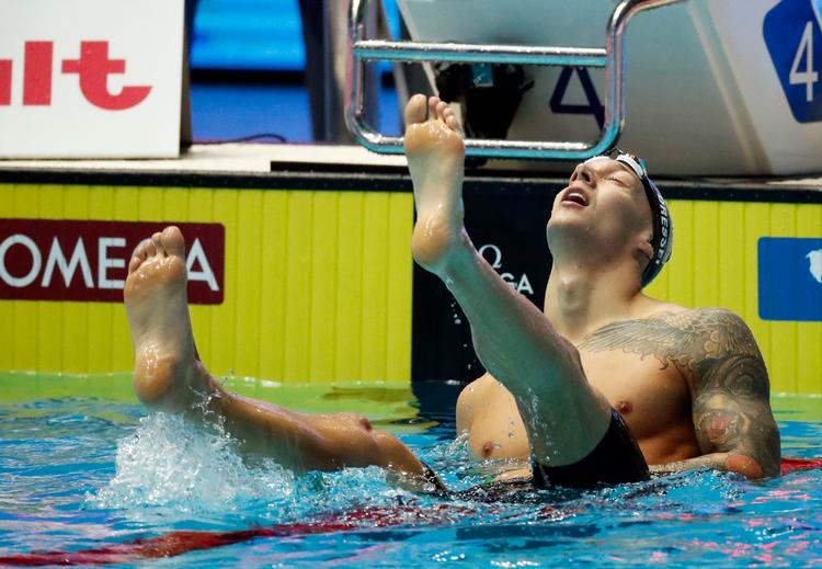 Med sejren i 100 meter fri har Caleeb Dressel vundet 9 VM-guldmedaljer.
   Foto: Kim Hong-ji/Ritzau Scanpix
