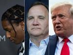 Stefan Löfven (i midten) nægter at bøje sig for Donald Trumps krav om løsladelse af A$AP Rocky. Foto: David Mcnew, Thomas Samson, Robe/Ritzau Scanpix