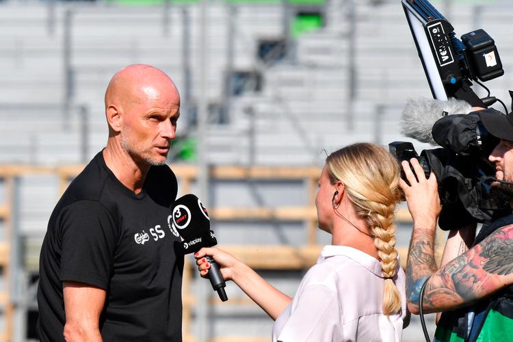 Inden kampen mod Horsens kommenterede FC Københavns træner, Ståle Solbakken, salget af Robert Skov.
   Foto: Ernst van Norde/Ritzau Scanpix