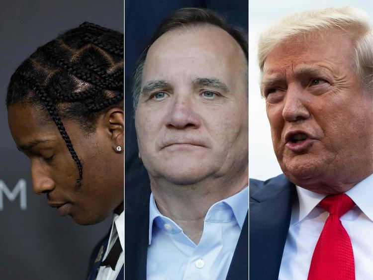 
    Den amerikanske rapper A$AP Rocky, der er tiltalt for vold i Sverige, skal tirsdag for en dommer. Sveriges statsminister Stefan Löfven har afvist at gribe ind i sagen trods opfordring fra Donald Trump  (Photos by AFP). (Foto: DAVID MCNEW, THOMAS SAMSON, ROBERTO SCHMIDT/Ritzau Scanpix)
   Foto: David Mcnew, Thomas Samson, Robe/Ritzau Scanpix