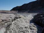 Isen smelter ved Kangerlussuaq i Grønland den 1. august.  Foto: Social Media/Ritzau Scanpix