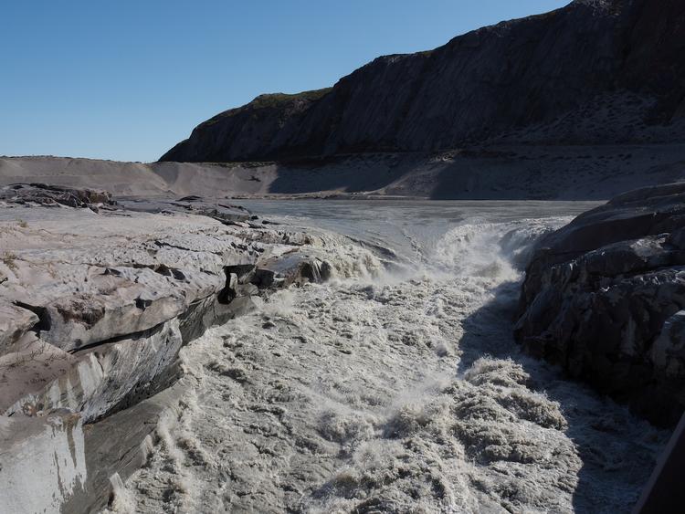 Isen smelter ved Kangerlussuaq i Grønland den 1. august.  Foto: Social Media/Ritzau Scanpix