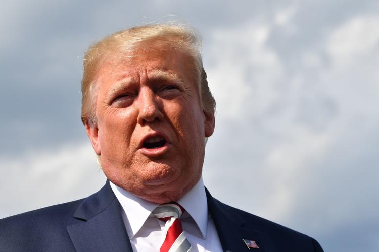 »Had har ingen plads i vores land, siger USA's præsident, Donald Trump, efter skyderierne i Texas og Ohio. (Photo by Nicholas Kamm / AFP)
   Foto: Nicholas Kamm/Ritzau Scanpix