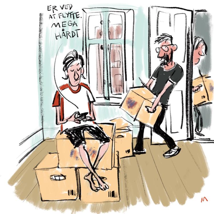 Det gamle værelse er pakket sammen i flyttekasser, som nu skal transporteres, løftes og pakkes ud igen et nyt sted. Men hvordan?
   Foto: Mette Dreyer/POLITIKEN