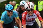 Bjorg Lambrecht (th.) fotograferet under et udbrud i Criterium du Dauphine i  juni.  Foto: Anne-christine Poujoulat/Ritzau Scanpix