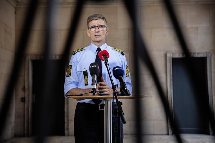 Chefpolitiinspektør ved Københavns Politi Jørgen Bergen Skov på pressemødet på Københavns Politigaard. 
   Foto: Martin Lehmann/POLFOTO