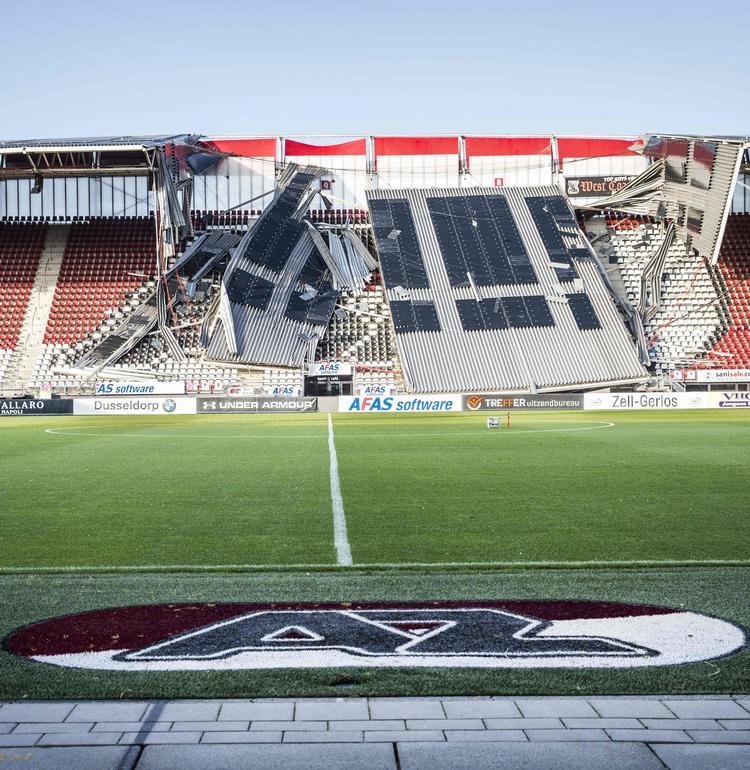 AZ Alkmaar spiller på søndag på udebane mod Waalwijk i den hollandske Æresdivision. Torsdag har klubben næste hjemmebanekamp, men det er nu uvist, om den kamp må flyttes til et andet sted. Foto: Vincent Jannink/Ritzau Scanpix