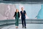 Nina Munch-Perrin og Kåre Quist byder velkommen i TV-avisens studie.  Foto: DR