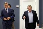 »Vi har én formand, og i vigtige, centrale politiske spørgsmål er det ham, der lægger linjen. Og næstformanden bakker naturligvis op«, siger Jan E. Jørgensen (t.v.), der her er i selskab med partiformand Lars Løkke Rasmussen. Foto: Jens Dresling/POLFOTO