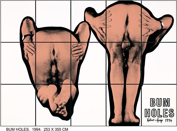 'Bum Holes' fra 1994 er blandt de værker, som kan opleves på Gilbert & George-udstillingen på Astrup Fearnley Museum i Oslo.  