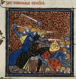 Illustration Håndskrift fra Chroniques de France 1332-50. British Library