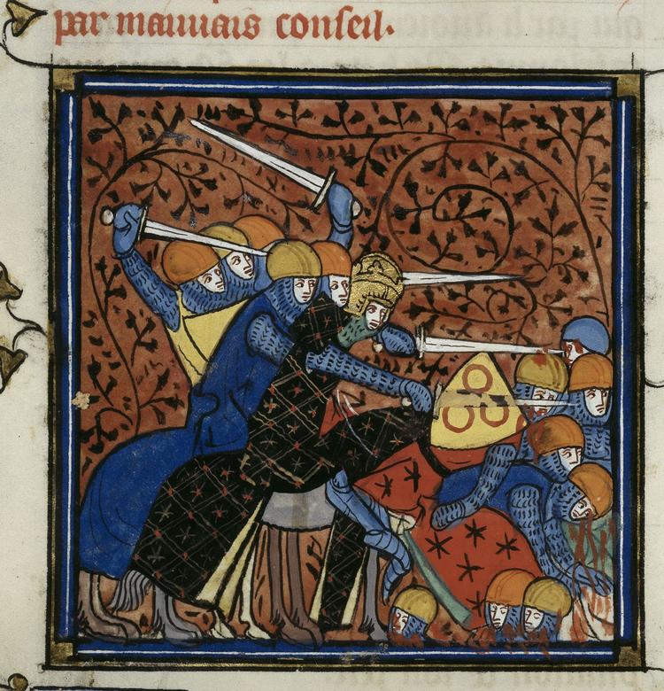 Illustration Håndskrift fra Chroniques de France 1332-50. British Library