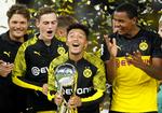 Som 19-årig har englænderen Jadon Sancho spillet 5 landskampe og 3. august vandt han den tyske Super Cup med Borussia Dortmund.
   Foto: Leon Kuegeler/Ritzau Scanpix