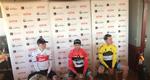 Niklas Eg (tv) ved pressemødet efter kongeetapen sammen med den belgiske indehaver af den gule førertrøje Ben Hermans og canadieren James Piccoli. Foto: Tour of Utah. 