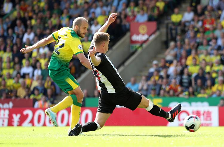Teemu Pukki var fuldstændig ustyrlig mod Newcastle og scorede hattrick.
   Foto: Chris Radburn/Ritzau Scanpix
