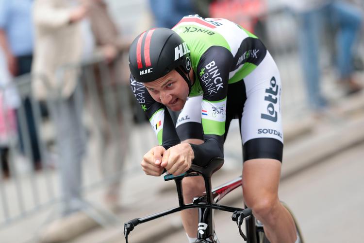 Belgieren Tim Wellens forsvarede på enkeltstarten sin førertrøje inden finaleetapen i WorldTour-løbet BinckBank Tour. Foto: BinckBank Tour. 