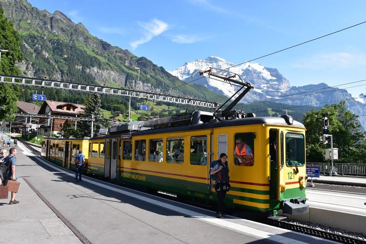 Wengernalpbahn i Schweiz er 19,1 km lang og verdens længste tandhjulsbane. Og bl.a. en af de togstrækninger, som familien Diemer benyttede på deres togtur i Europa.  Foto: Nicolai Diemer 