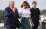 Præsident Donald Trump med USA's førstedame Melania Trump og deres søn Barron Trump. Foto: Jonathan Ernst/Ritzau Scanpix