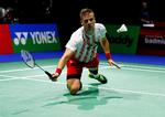 Hans-Kristian Vittinghus måtte give fortabt,  da Tien Chen Chou kom foran 12-8 i tredje sæt.  Foto: Arnd Wiegmann/Ritzau Scanpix