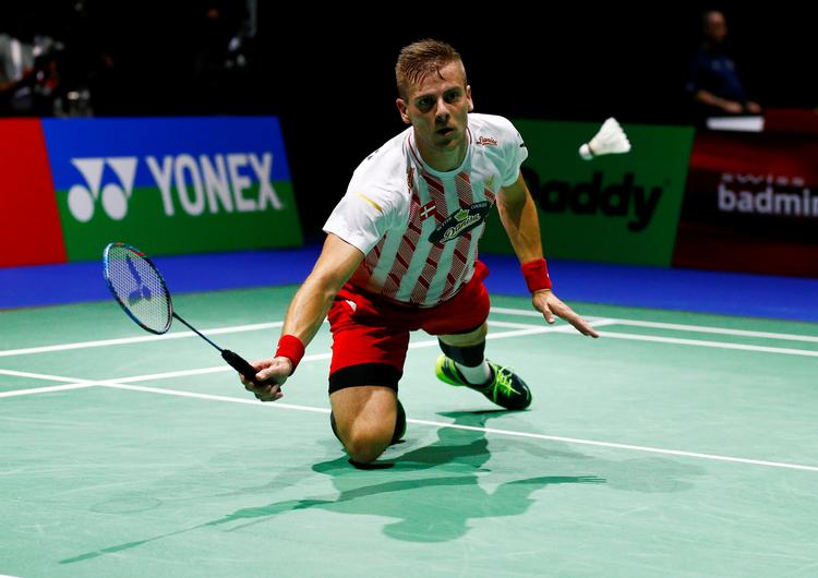 Hans-Kristian Vittinghus måtte give fortabt,  da Tien Chen Chou kom foran 12-8 i tredje sæt.  Foto: Arnd Wiegmann/Ritzau Scanpix