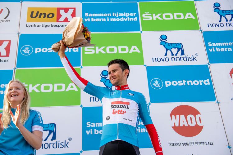 Belgieren Tiesj Benoot er stærkt opsat på at forsvare den førertrøje, han erobrede på 1. etape i PostNord Danmark Rundt.
 Foto: Thomas Sjørup/Ritzau Scanpix