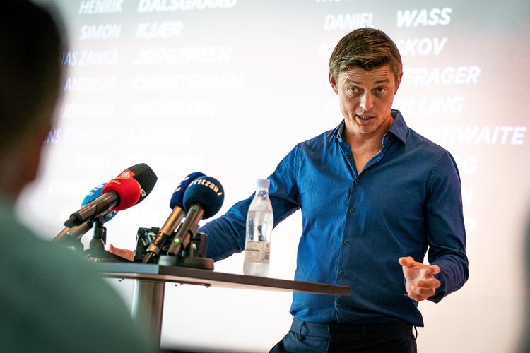 Jon Dahl Tomasson er fortrøstningsfuld før Danmarks  EM-kvalifikationskampe mod Gibraltar og Georgien, fortalte han, da han mandag offentliggjorde truppen.  Foto: Niels Christian Vilmann/Ritzau Scanpix