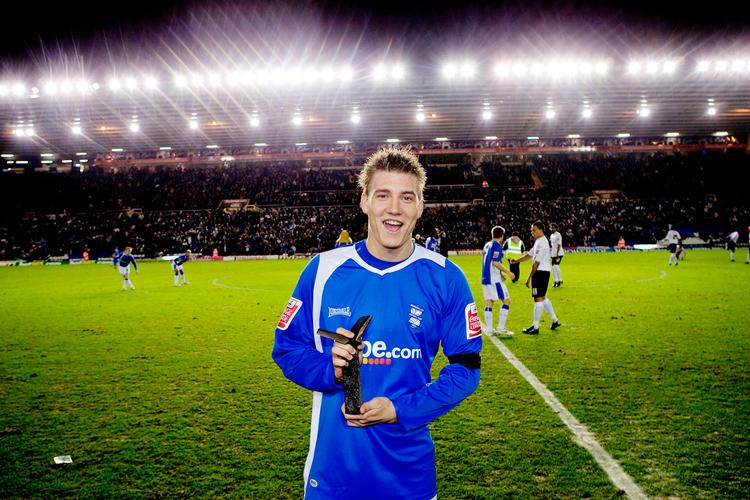 Nicklas Bendtner blev kåret som  Årets Fund i dansk idræt 2006, hvor han med succes var blevet udlejet til Birmingham, for hvem han scorede 13 mål i 48 kampe og var med til at sikre oprykning til Premier League. 
 Foto: Thomas Borberg/POLFOTO