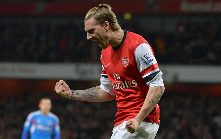I 2007 bed den dengang 21-årige Bendtner sig fast i storklubbens Arsenals førsteholdstrup. Danskeren havde fra 2007 og frem til 2011 en hæderlig karriere med  42 mål i 153 kampe, inden han blev vejet og fundet for let af manager Arsene Wenger. Sager  uden for banen var langsomt også begyndt at poppe op.  Foto: Toby Melville/Ritzau Scanpix