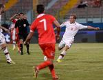 Danmark var i problemer mod Malta i 2013, men vandt 2-1  på et selvmål efter et forsøg fra Christian Eriksen. Foto: Lars Poulsen/POLFOTO