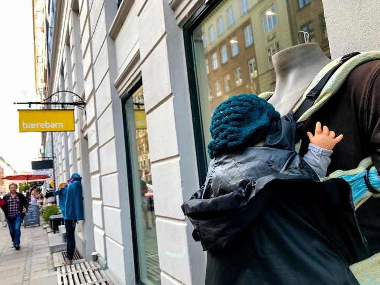 Ethvert behov, også dem man ikke rigtig vidste at man havde, kan blive tilfredsstillet i Jægersborggade. Her er blandt andet en butik kun med seler til at bære babyer i.  Foto: Per Munch