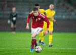 19-årige Andreas Skov Olsen scorede 22 gange i Superligaen for FCN i sidste sæson. Mod Rumænien i aftes ramte han plet to gange, og havde desuden en afslutning på stolpen samt flere andre forsøg, der voldte rumænerne store problemer. Foto: Henning Bagger/Ritzau Scanpix