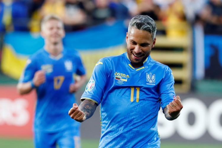 Brasilianskfødte Marlos scorede det andet af Ukraines tre mål i 3-0-sejren i Litauen. Foto: Ints Kalnins/Ritzau Scanpix