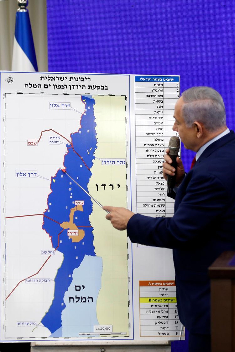 Det er Benjamin Netanyahu agt straks at lade Israel annektere 22,3 procent af Vestbredden, hvor palæstinenserne ellers satser på at få en stat. Foto: Menahem Kahana/Ritzau Scanpix