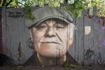 Et portræt af Kim Larsen på Christiania, skabt af Miki Pau Otkjær efter Kim Larsens død.   Foto: Jens Hartmann Schmidt