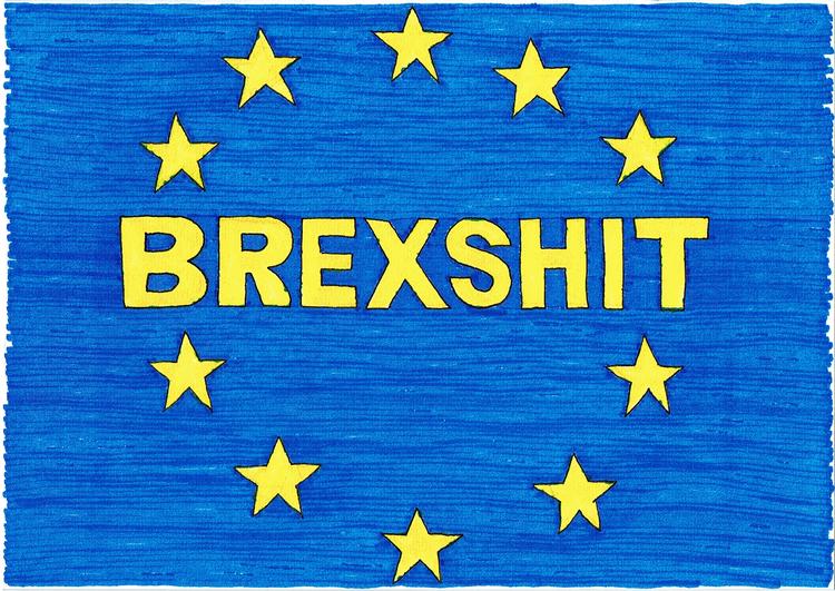 Som det fremgår af værket ’Brexshit’ fra 2018 er kunstneren Michael Landy ingen tilhænger af Brexit. Privat danner han par med Gillian Wearing, som for to år siden havde en stor udstilling på SMK i København. Foto: Michael Landy/Thomas Dane Gallery/The Drawing Biennial